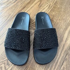 INC International Concepts Black Embellished Sandals